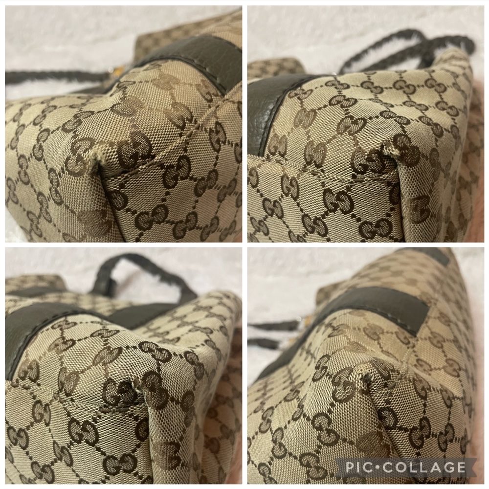 Gucci Monogram GG Canvas Leather Bamboo Bar Large Shoulder Tote & Folio Wallet - Picture 10 of 17